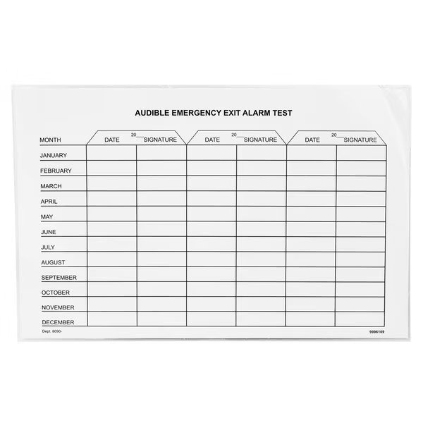 Audible Emergency Exit Test Report Inspection Template (50-Pack), Safe Handler, Mfr#: BLSH-ALRM-RPT-W-50